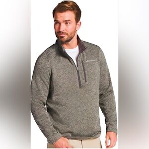 Eddie Bauer Men's Quarter-Zip Fleece Sweater - Solid Black/Grey, Small